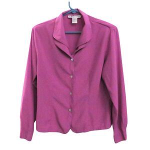 Dress Barn Mauve Button Down Shirt with Collar Sz S, Long Cuffed Sleeves